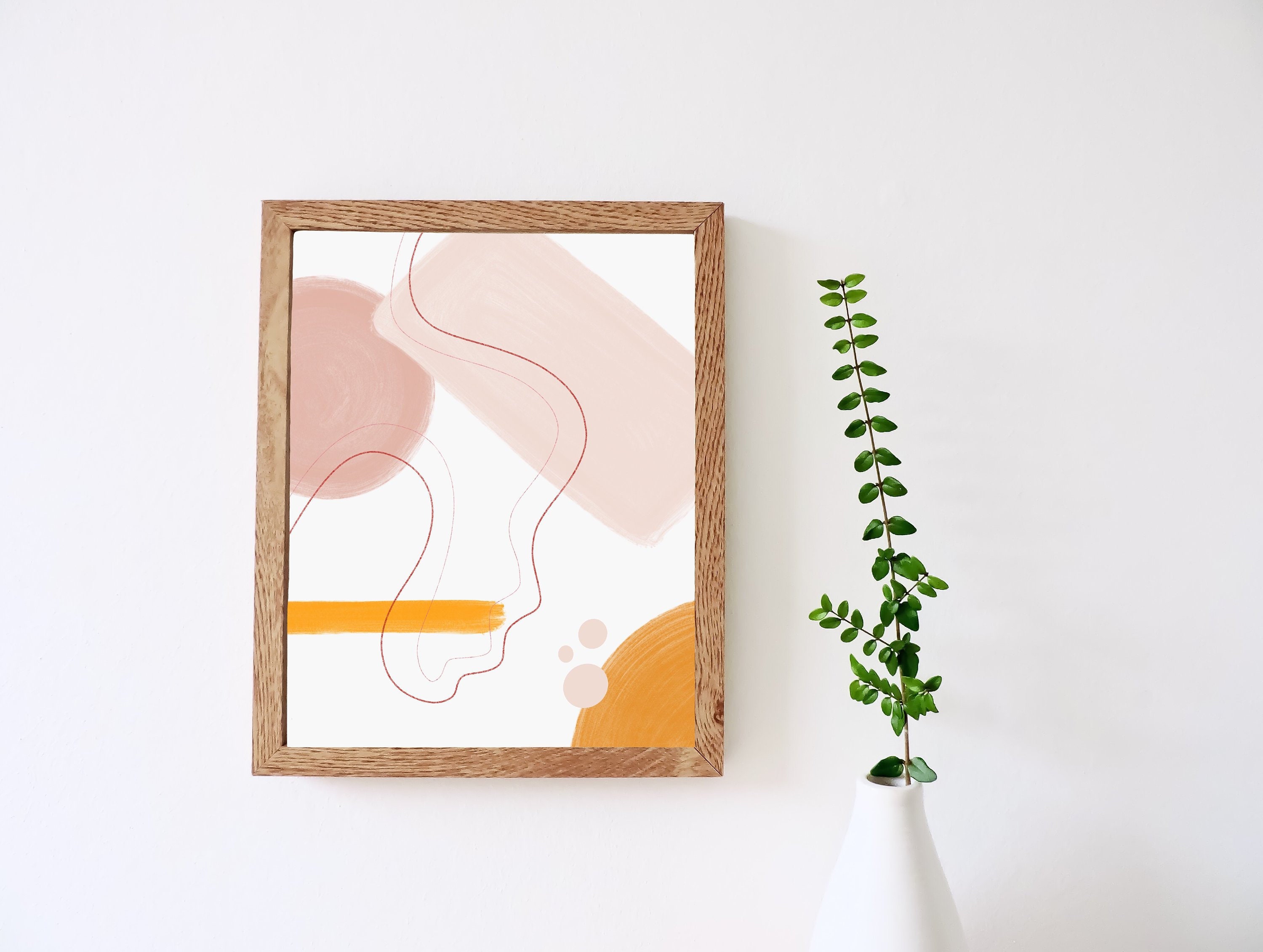 Pink and Yellow Abstract Printable Wall art Art Print Etsy