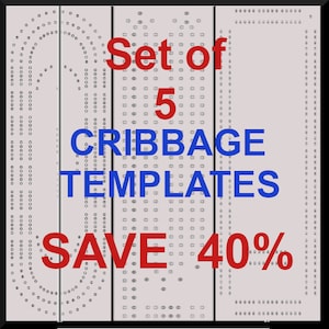 Set of 5 Cribbage Board Templates &quot;Printable Download Only&quot;