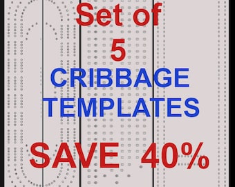 Set of 5 Cribbage Board Templates "Printable Download Only"