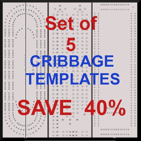 Set Of 5 Cribbage Board Templates Etsy