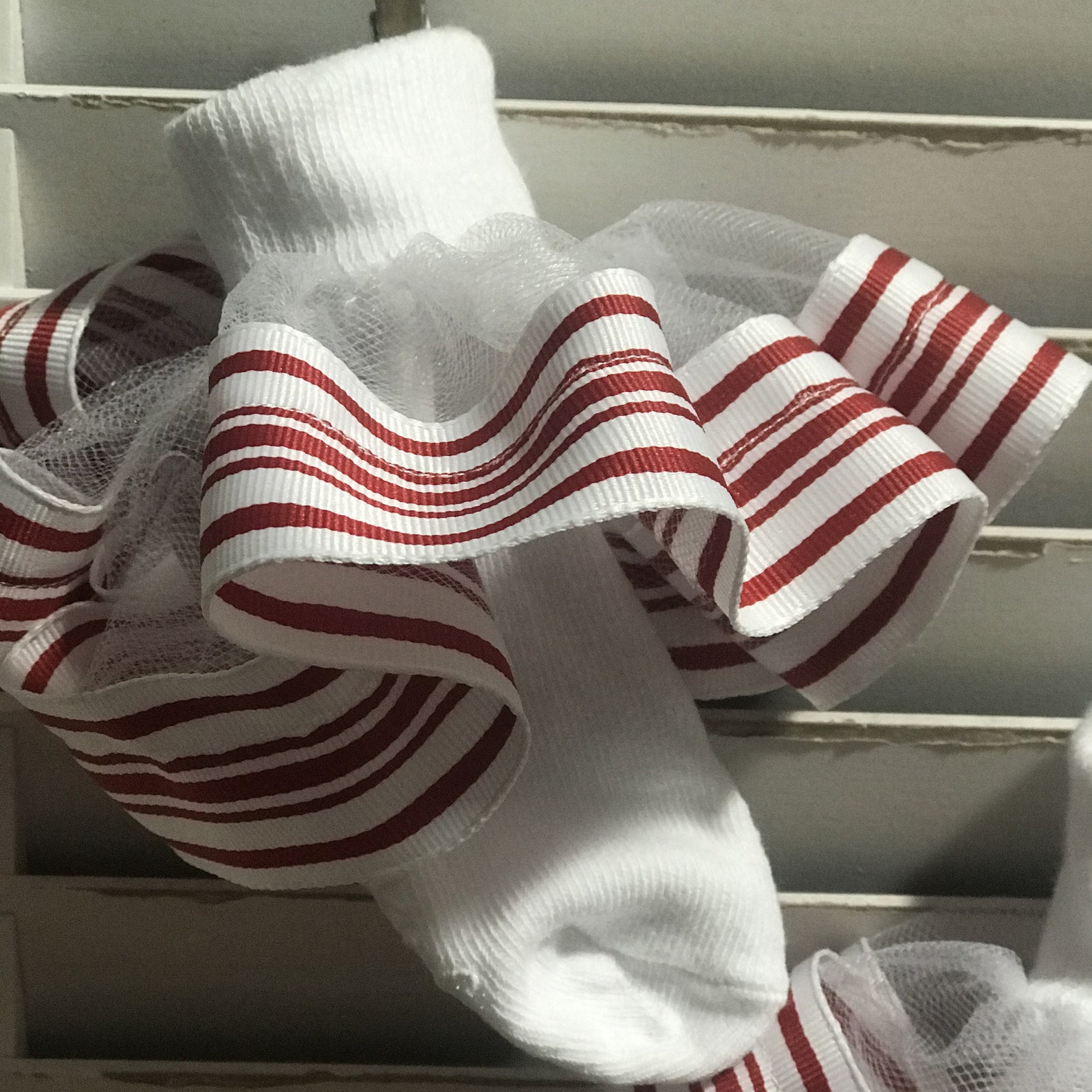 Ruffled Socks Girls Ribbon Trimmed Socks Etsy