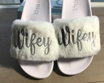 puma furry slides etsy