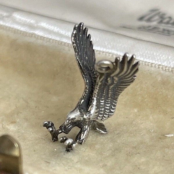 Vintage Silver Eagle Charm Bracelet Silver Pendant Hawk Bird of Prey Flying