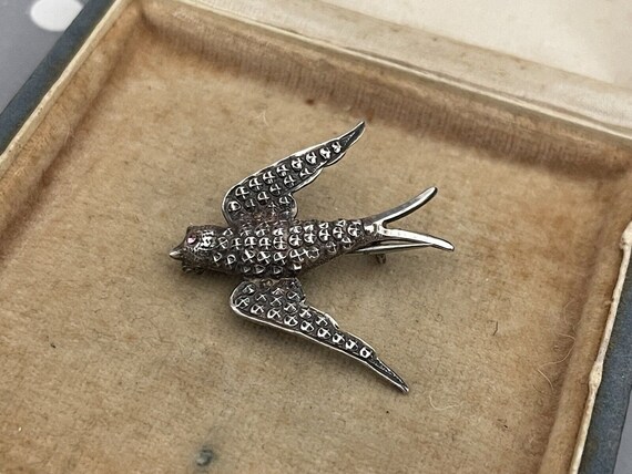 Antique Brooch Unmarked Silver Victorian Thrush S… - image 5