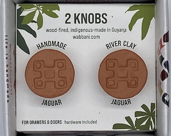 Set of 2 Cabinet Knobs | Indigenous-made | River Clay Pulls | Kitchen drawer/cabinet/furniture knobs