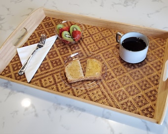 Breakfast Tray with Basketry Insert | Kitchen Accessory | Handmade Insert | Home Decor