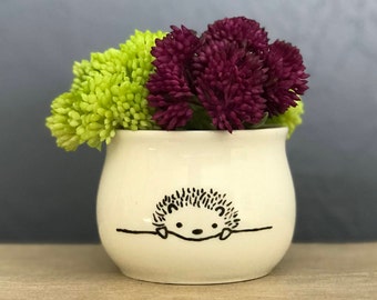 Hedgehog Hand-Painted Mini Planter Pot 2 Inch Succulent Planter Jewelry Cup Pencil Holder NavigateNorth