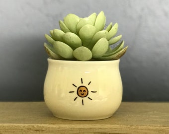 Bridesmaids Gift Gold Hand-Painted Mini Planter Porcelain Succulent Pot Jewelry Cup Pencil Holder NavigateNorth FREE coaster included