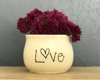 Under 10 Valentine's Day Gift Love Hand-Painted Planter Mini Succulent Planter Best Seller Jewelry NavigateNorth FREE coaster included