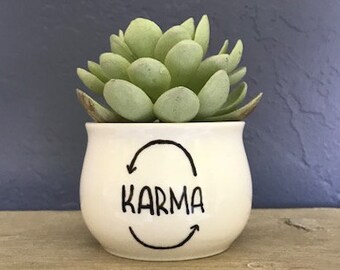 Hand-Painted Mini Planter Karma 2 Inch Succulent Planter Inexpensive Gifts  Best Selling Item Jewelry NavigateNorth FREE coaster included