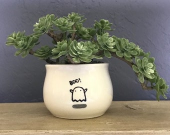 Hand-Painted Mini Planter Succulent Pot Cute Ghost Boo! Inexpensive Gifts Best Selling Item Jewelry NavigateNorth FREE coaster included