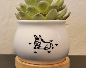 Baby Donkey Hand-Painted Planter Mini Pot 2 Inch Succulent Planter Gifts Under 10 Dollars Best Seller by NavigateNorth FREE coaster included