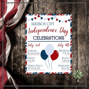Editable Patriotic Flyer Template - 4th of July - Independence Day - Canva Template - Invitation - Community Event - Party Celebration