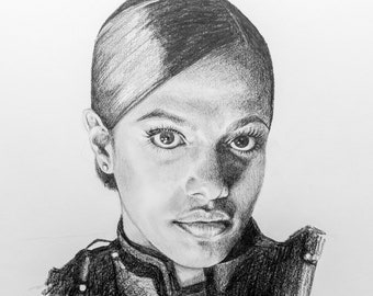 Doctor Who Martha Jones Art Print- Pencil Portrait Print - Freema Agyeman - Tenth Doctor Companion - UNIT - Torchwood