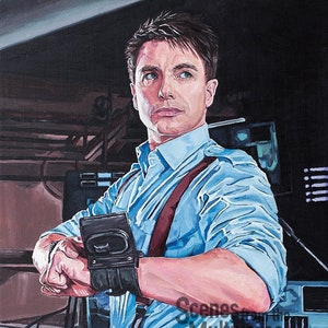 Captain Jack Harkness Doctor Who Torchwood Art Print - John Barrowman Oil Painting Portrait - Torchwood Institute Tenth Doctor Immortal