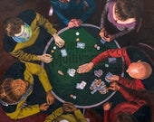 Star Trek TNG Art Print - The Next Generation - Picard Enterprise 1701D Poker Game Data Worf Riker Troi Crusher LaForge Oil Painting