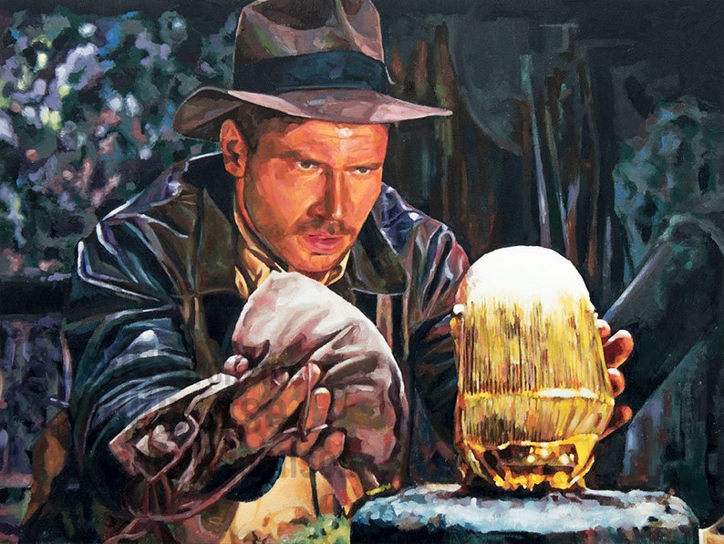 Indiana Jones Art Print Raiders of the Lost Ark Indiana Jones Oil Painting Harrison Ford Temple of Doom Last Crusade Poster image 1