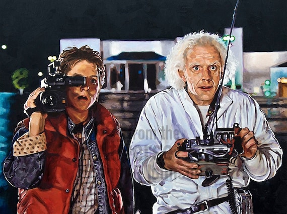 Back to the Future Art Print 88 Miles per Hour Doc Brown Marty Mcfly 1985  Delorean Back to the Future Oil Painting 