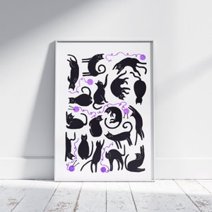 Original Minimalist Cats Drawing