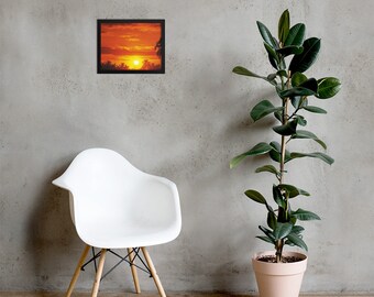 Framed Poster - A Beautiful Setting Sun in a Palm Grove