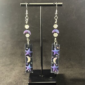 Celestial Moon and Stars Dangle Earrings
