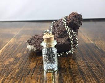 Glitter Feather Bottle Pendant Necklace