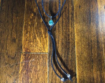 Boho Green Fluorite Two Strand Braided Choker Necklace