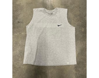 Nike Swim Grau Blau Tank Top Ärmellos Gesticktes Center Swoosh Größe XL y2k