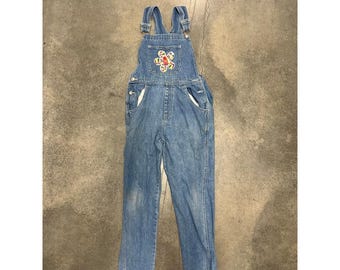 Vintage 1990er Jahre D'Mode Mädchen Blaue Cord Latzhose
