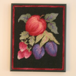Hand hooked framed fruit picture wall art