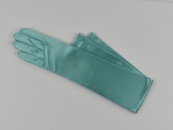 22 Opera Mint Green / Green Stretch Satin gloves Bridal | Etsy