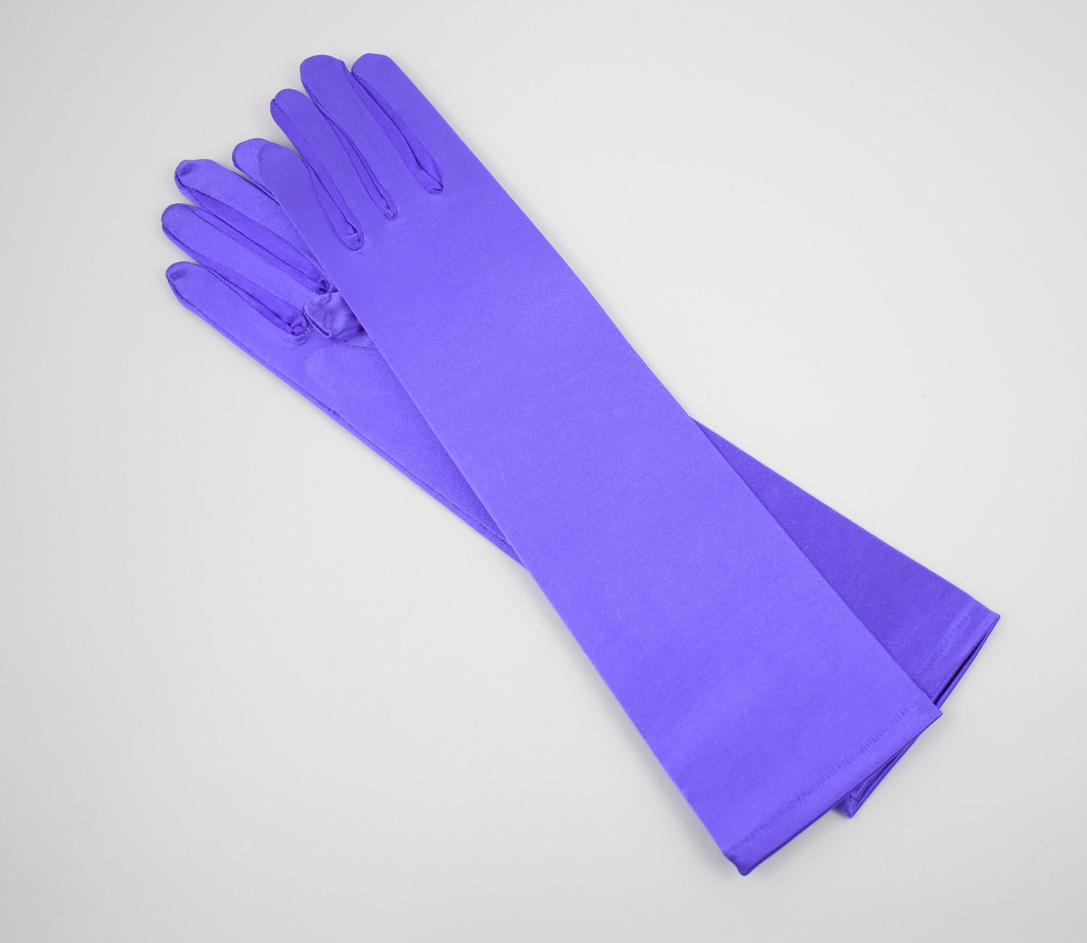 Opera Purple Stretch Satin gloves Bridal gloves long full | Etsy