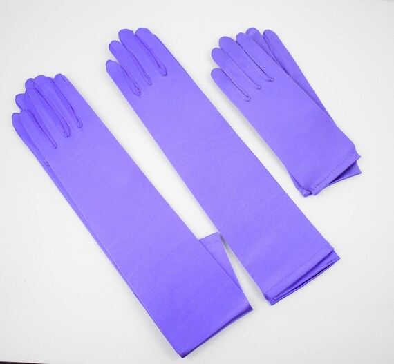 Opera Amethyst Purple Stretch Satin gloves Bridal gloves | Etsy