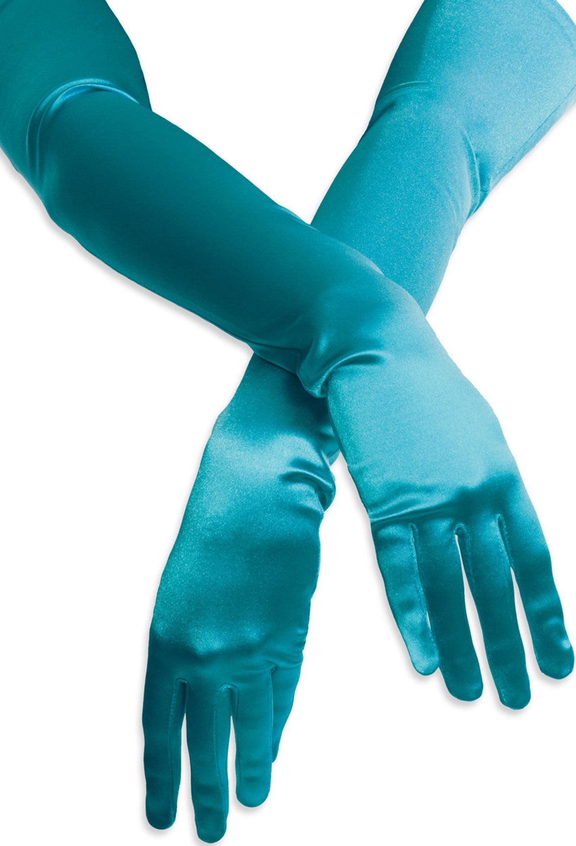 Opera Teal Blue / blue Stretch Satin gloves Bridal gloves Etsy