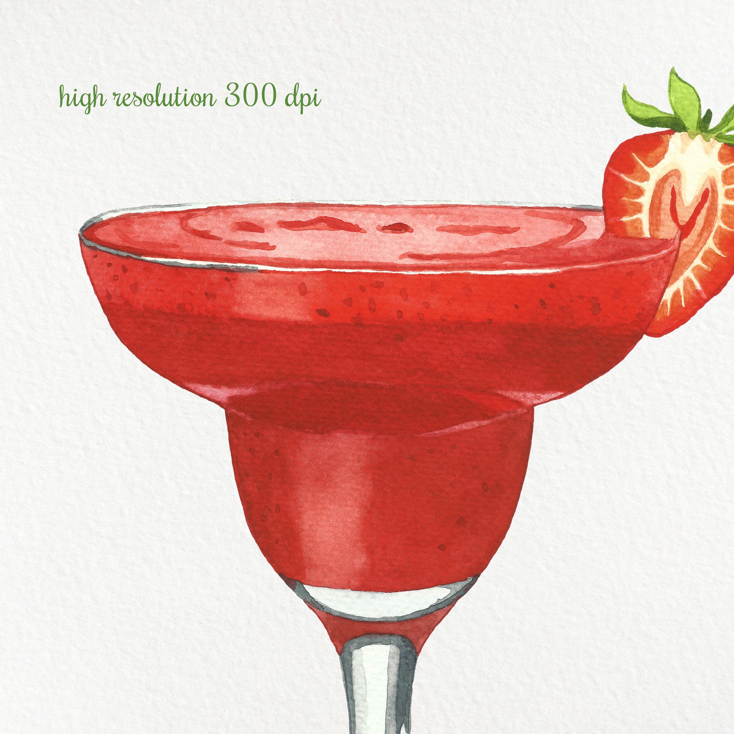 Strawberry Daiquiri Printable Watercolor Cocktail Illustration Etsy UK