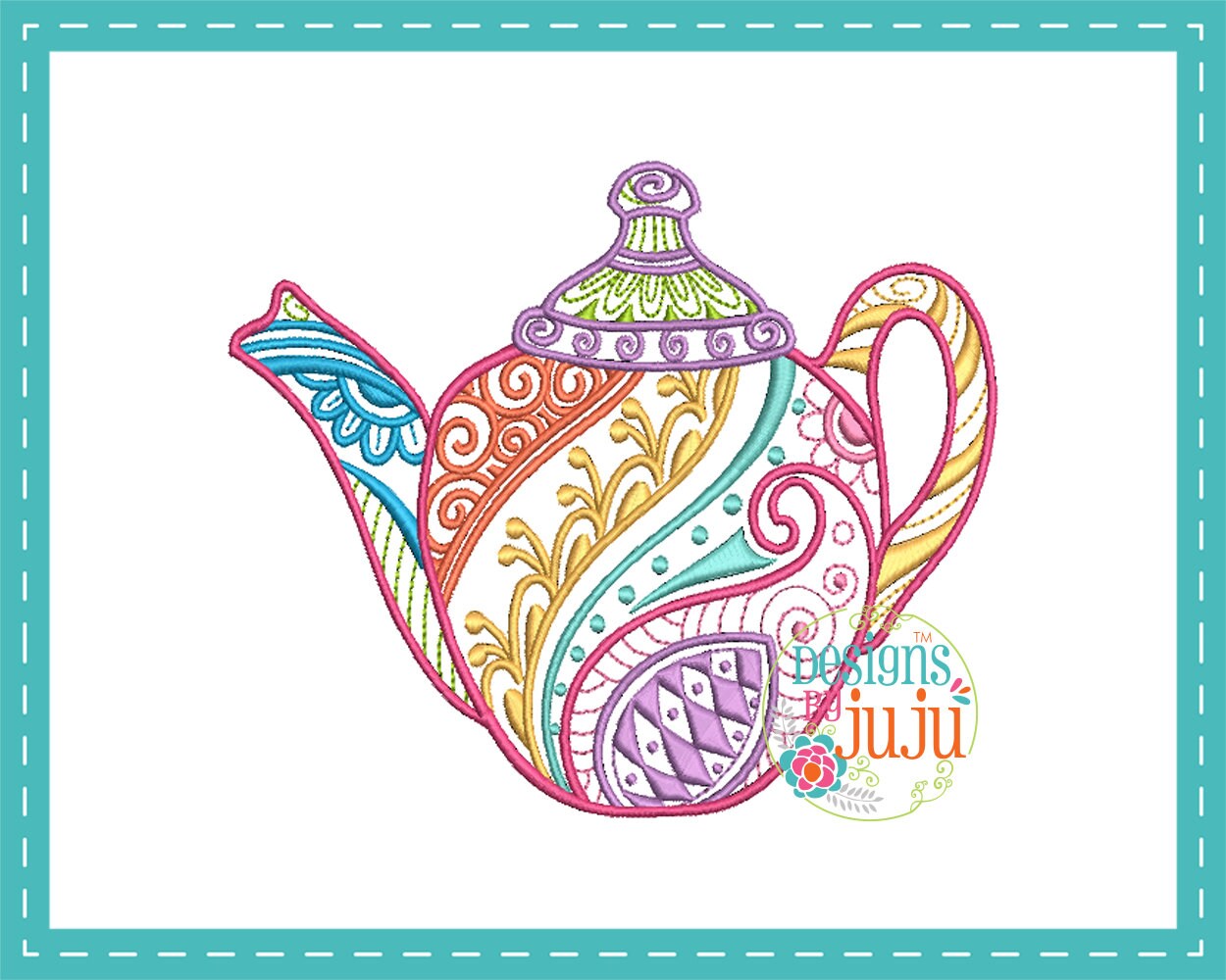 Design Pattern Instant Download 4 sizes Mehndi Tea Time Mehndi Tea Time 05- Machine Embroidery