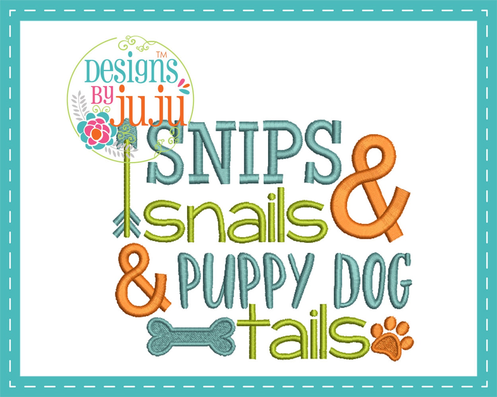 Snips Snails Puppy Dog Tails Machine Embroidery 4 sizes Etsy