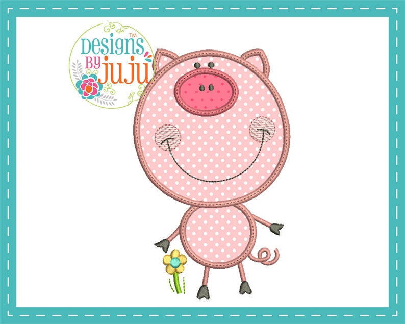 Cute pig applique machine embroidery 4 sizes instant  etsy Cute pig applique machine embroidery 4 sizes instant  etsy