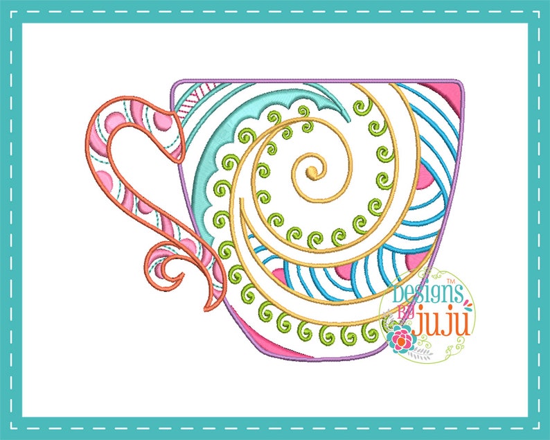 Design Pattern Instant Download 4 sizes Mehndi Tea Time Mehndi Tea Time 05- Machine Embroidery