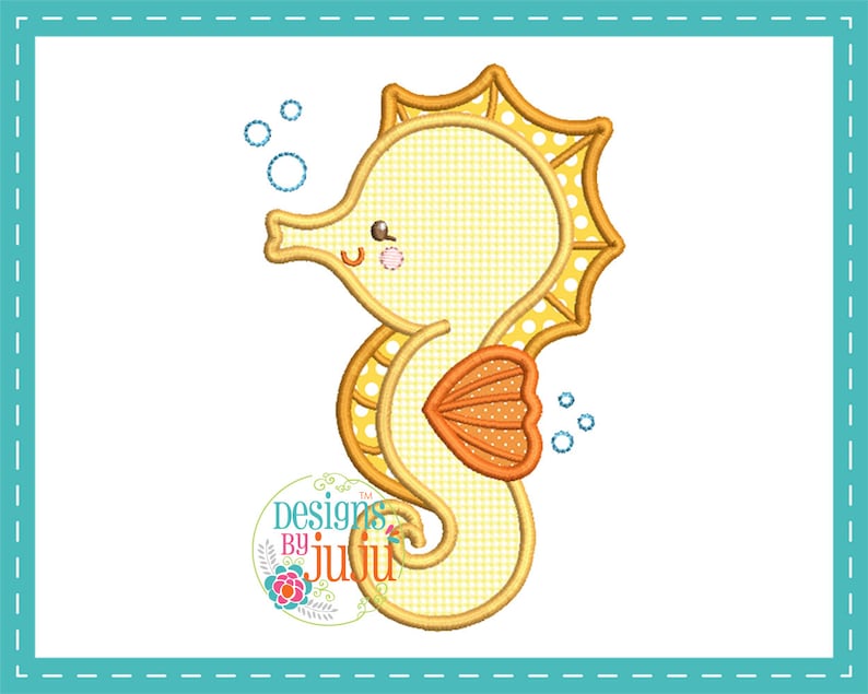 Super cute seahorse applique machine embroidery 4 sizes  etsy Super cute seahorse applique machine embroidery 4 sizes  etsy