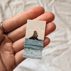 Mini Ocean Landscape Sticker, Waterproof Vinyl Decal (2x1)
