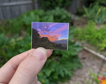 Mini Landscape Stickers, Nature Sticker Pack, Tiny Sunset Sticker, Aesthetic Journal Stickers,Waterbottle Sticker, Laptop decal(2x1 inch)