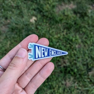 New England Pennant Sticker, Vinyl Decal (2x3 inches)