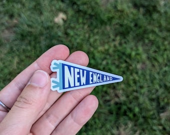 New England Pennant Sticker, Vinyl Decal (2x3 inches)