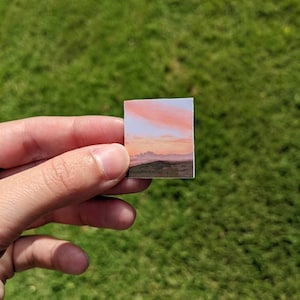 Mini Sunset Vinyl Sticker, Waterproof Nature Decal (2x1 inch)