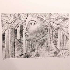 Greek Mythology, Etching, Printmaking, portrait, Engraving Art, Etching Art, Bust, Greek Bust, Ancient Greek, Ancient Rome, 10×13 inches