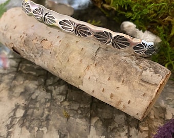 Hand stamped sterling silver cuff