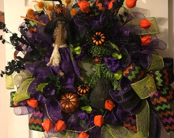 Halloween Prim Witch Wreath