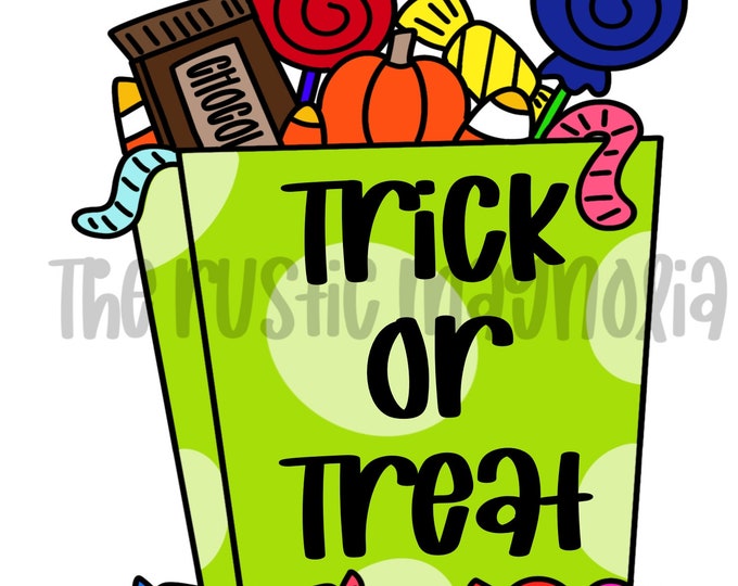 Printable door hanger template - candy bag - Halloween - trick or treat