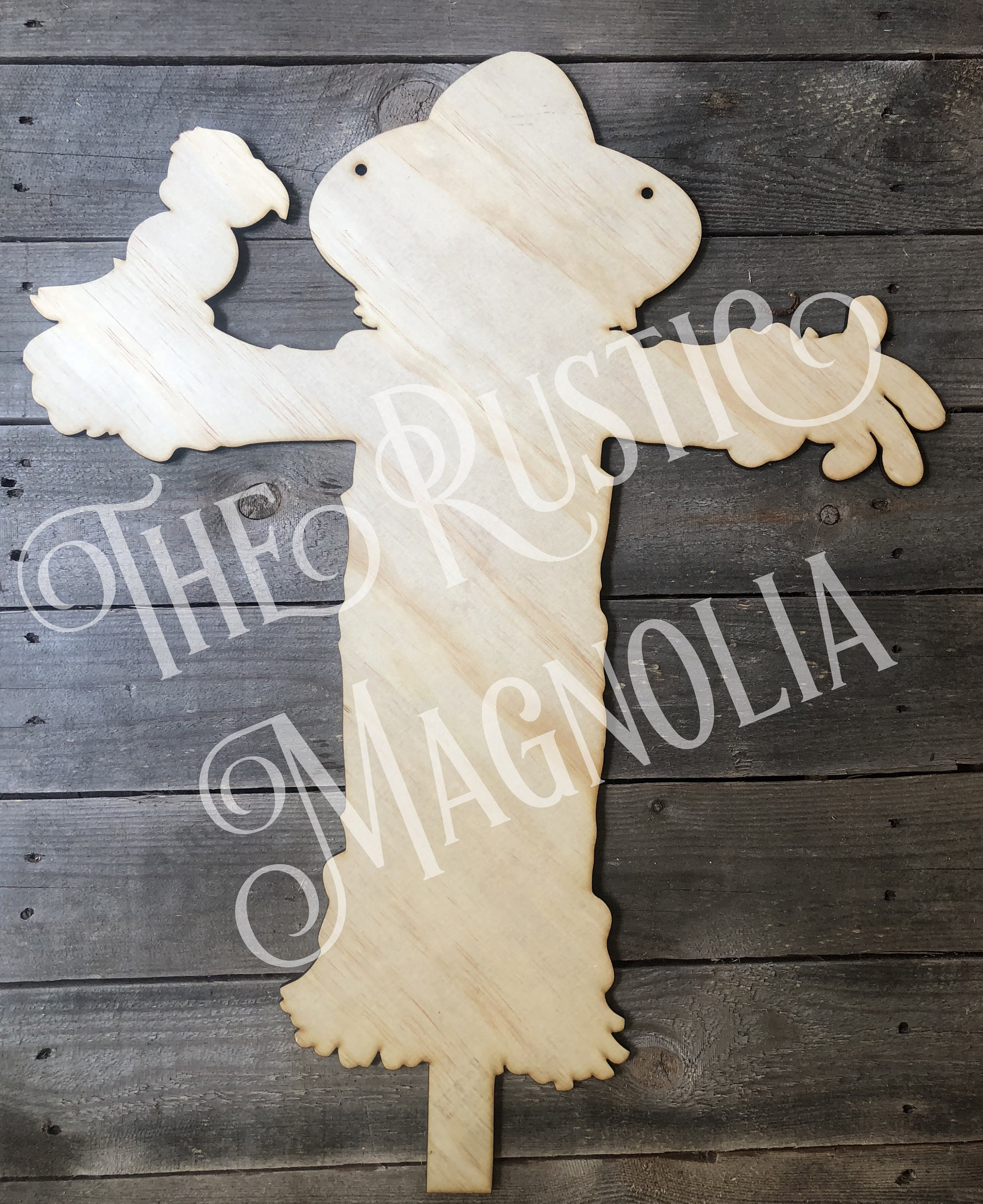 Unfinished laser cut Blank scarecrow wood door hangers silhouette full body